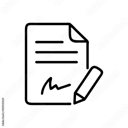 Document with Signature and Pencil Line Icon