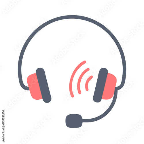Headset with Microphone Icon for Customer Support and Communication