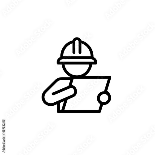 Construction worker inspecting contract, safety concept