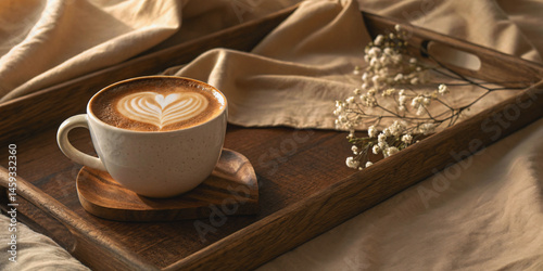Cozy Morning Coffee with Heart-Shaped Latte Art