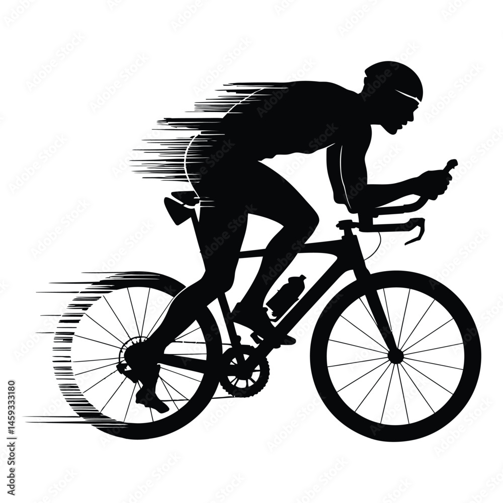 Fototapeta premium Triathlon transition Silhouette, Vector, Illustration, Icon, Logo, White Background.