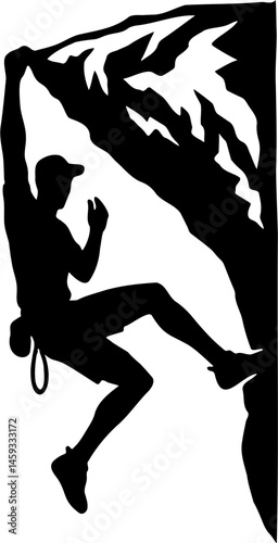 silhouette vector illustration of a person climbing a cliff