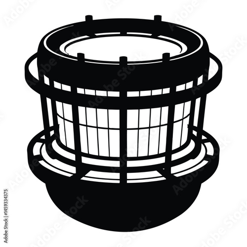Fusion reactor core Silhouette, Vector, Illustration, Icon, Logo, White Background.