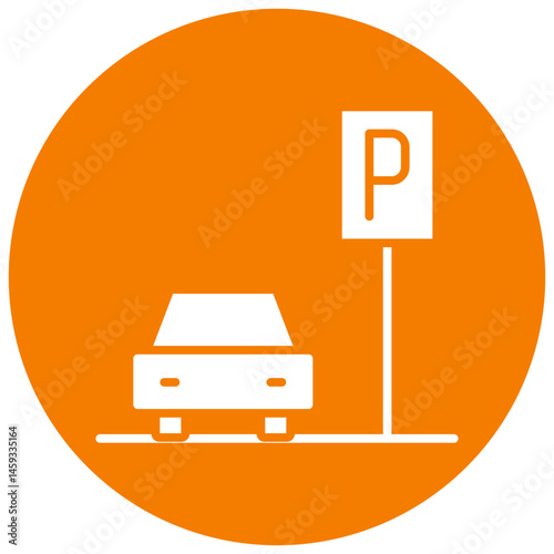 Parking Systems Circle Icon, Parking Systems Icons – Smart Parking, Car Park, Ticket Machine, and Barrier Vector Icons