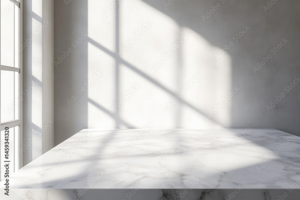 Fototapeta premium Minimalist marble surface bathed in sunlight