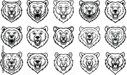 Bear Head vector set 