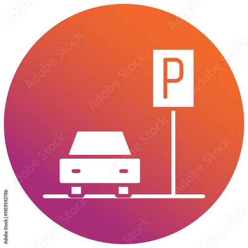 Parking Systems Gradient Circle Icon, Parking Systems Icons – Smart Parking, Car Park, Ticket Machine, and Barrier Vector Icons