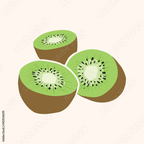Cute kiwi hand drawing illustration. flat design style. colorful and editable vector