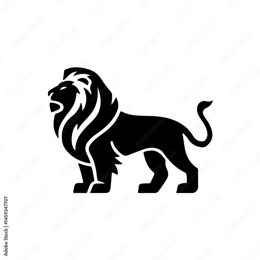 Obraz premium Stylized Lion Illustration: Bold and Striking Animal Symbol