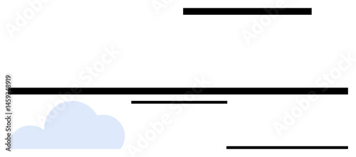 Blue cloud element alongside horizontal black lines creating balance and simplicity. Ideal for technology, minimalism, clean layouts, user interfaces, modern themes, creative projects, simple landing