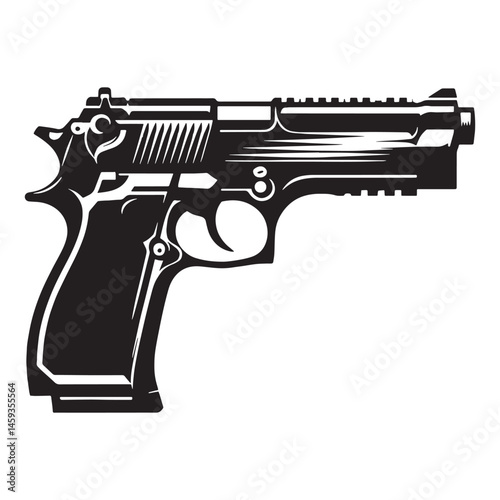 Sleek Handgun silhouette, defined form and precision – Handgun illustration – Minimalist Handgun vector – Weapon silhouette

