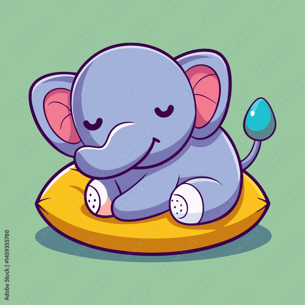 Obraz premium Download Cute Elephant Sleeping On Pillow Cartoon Vector Icon Illustration Eps File For Design.