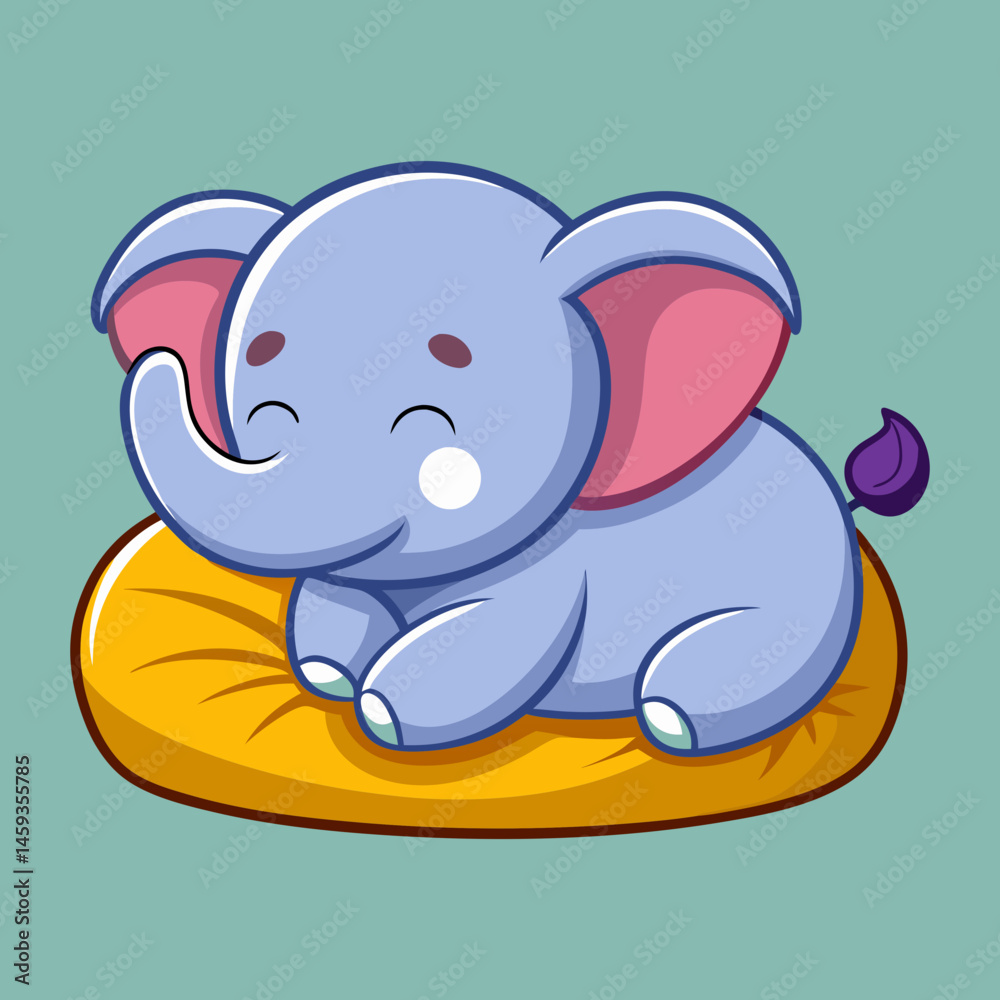 Naklejka premium Download Cute Elephant Sleeping On Pillow Cartoon Vector Icon Illustration Eps File For Design.