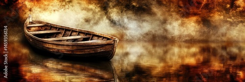 Antique Rowboat in a Misty Setting