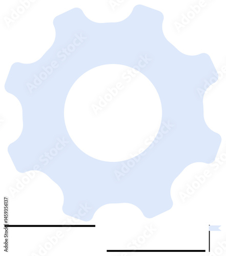 Single blue gear with rounded edges representing teamwork, innovation, process optimization, and industrial design. Ideal for engineering, technology, strategy, business workflow, mechanics