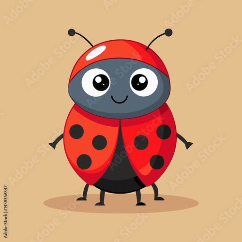Download Cute Ladybug Standing Cartoon Vector Icon Illustration.  Eps File For Design.