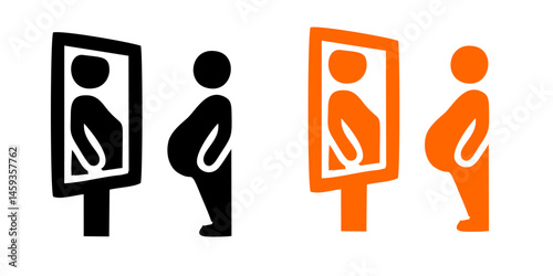 Overweight people icons set. Outline set of overweight people vector icons for web design isolated on white background