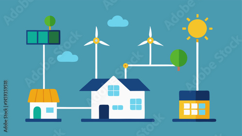 Distributed Energy Resources A visual of multiple small energy sources like solar rooftops and wind turbines feeding into a local smart grid representing decentralized energy