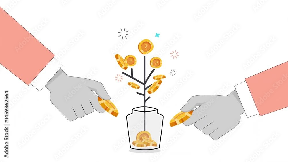 Animated hands planting money tree, symbolizing investment, financial growth, savings, and wealth building Animated hands planting money tree, symbolizing investment, financial growth, savings, and wealth building