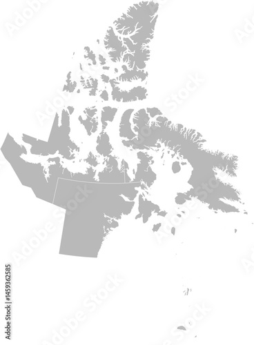 Nunavut, Canada – administrative vector map with census division boundaries (PPT-compatible & fully editable)