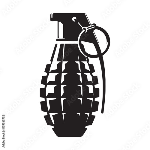 Explosive Grenade silhouette, sharp design and power – Grenade illustration – Minimalist Grenade vector – Weapon silhouette

