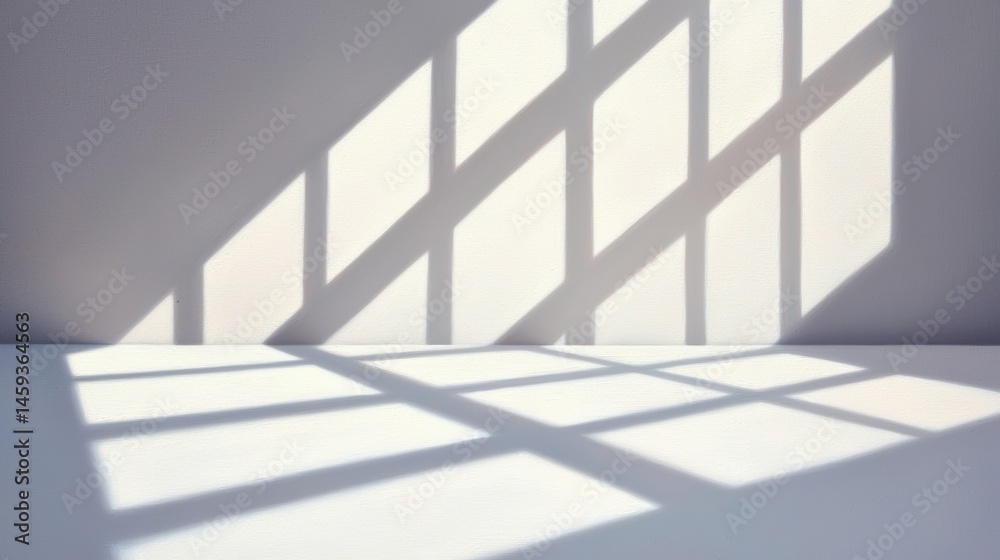 Obraz premium Single light beam shining through a window, creating dramatic shadows across a room