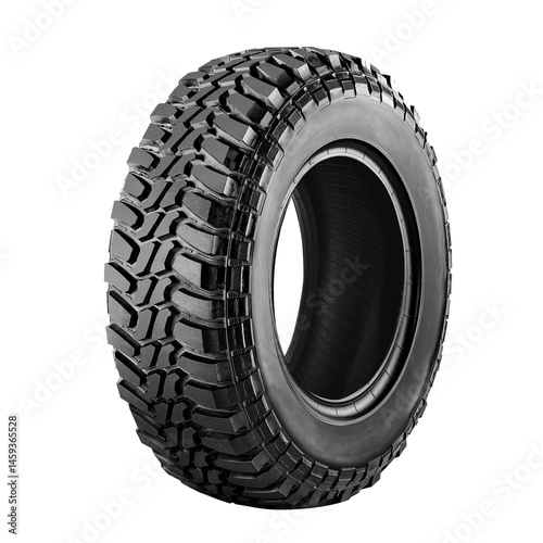 Off-road tire , mud tire side view isolated on transparent background.