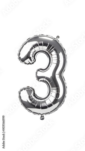 Metallic Silver Balloon Number 3