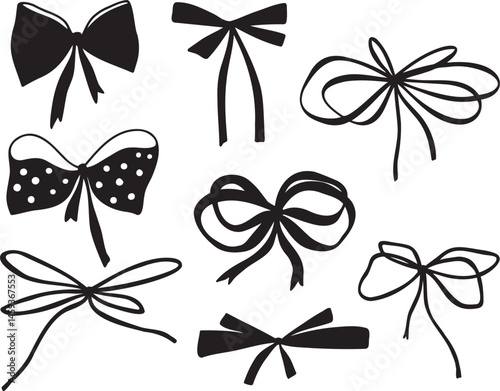 Black Vector Bows Silhouettes