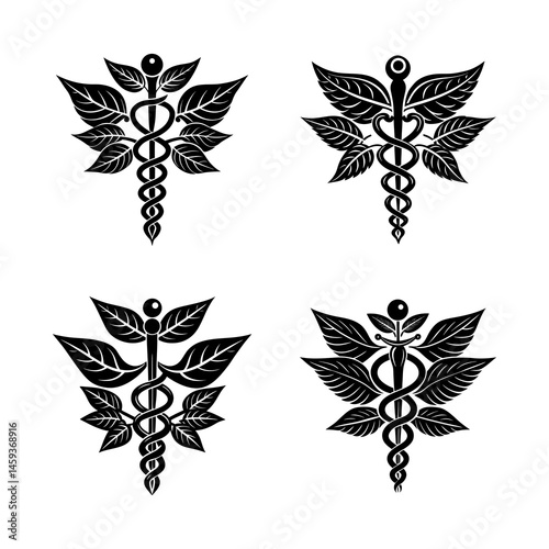 Collection of Medical and Nature Inspired Caduceus Illustrations