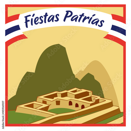 Scenic Vector of Machu Picchu with Rising Sun