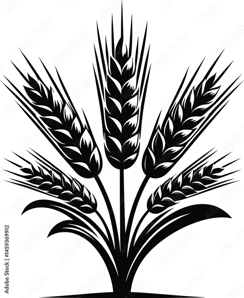 Fototapeta premium Barley Silhouette Vector Illustration with Realistic Detail