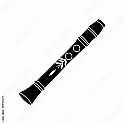 creative Silhouette Fue– Japanese bamboo flute Vector Illustration 