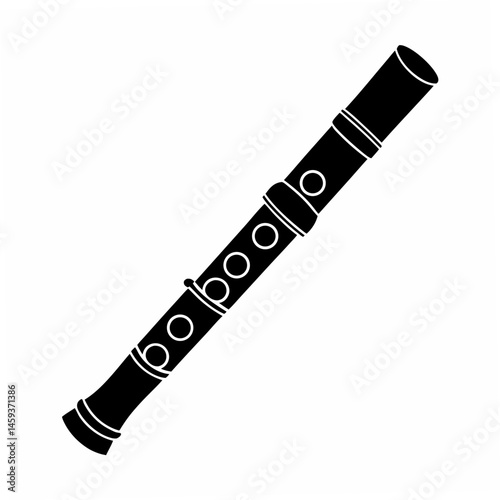 creative Silhouette Fue– Japanese bamboo flute Vector Illustration 