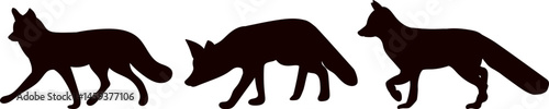 fox silhouette from different angles, vector