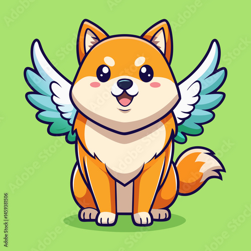 Download Cute Shiba Inu Dog Angel Flying With Wings Cartoon Vector Icon Illustration Eps File For Design.