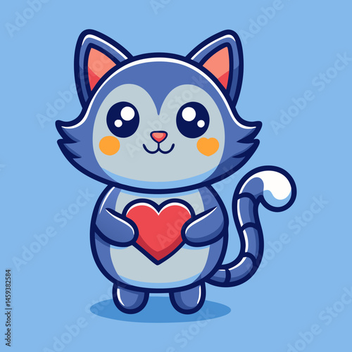 Download Cute Cat With Love Heart Cartoon Vector Icon Illustration Eps File For Design.