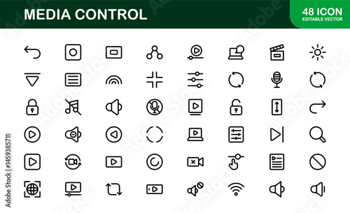 Playback and Media Control Icons. Stylish, Scalable Symbols for Audio, Video, Streaming, and Digital Entertainment User Interfaces