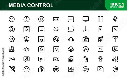 Playback and Media Control Icons. Stylish, Scalable Symbols for Audio, Video, Streaming, and Digital Entertainment User Interfaces