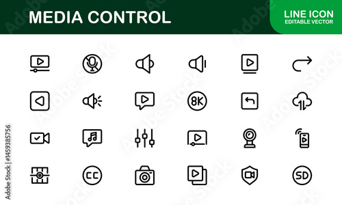 Playback and Media Control Icons. Stylish, Scalable Symbols for Audio, Video, Streaming, and Digital Entertainment User Interfaces