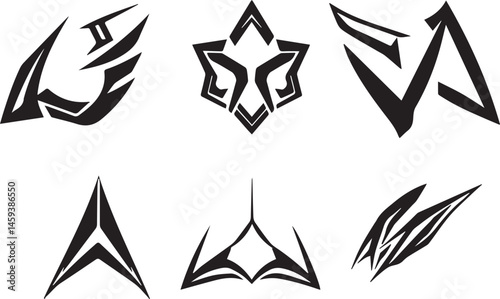 A set of vector elements, modern flat design with intricate black lines and futuristic aesthetics of sharp angles and smooth curves, simple two-dimensional shapes, soft dreamy atmosphere and high tech