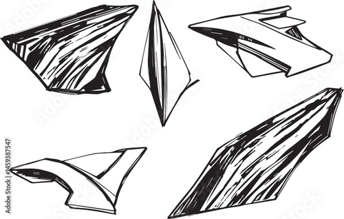 A set of vector elements, modern flat design with intricate black lines and futuristic aesthetics of sharp angles and smooth curves, simple two-dimensional shapes, soft dreamy atmosphere and high tech