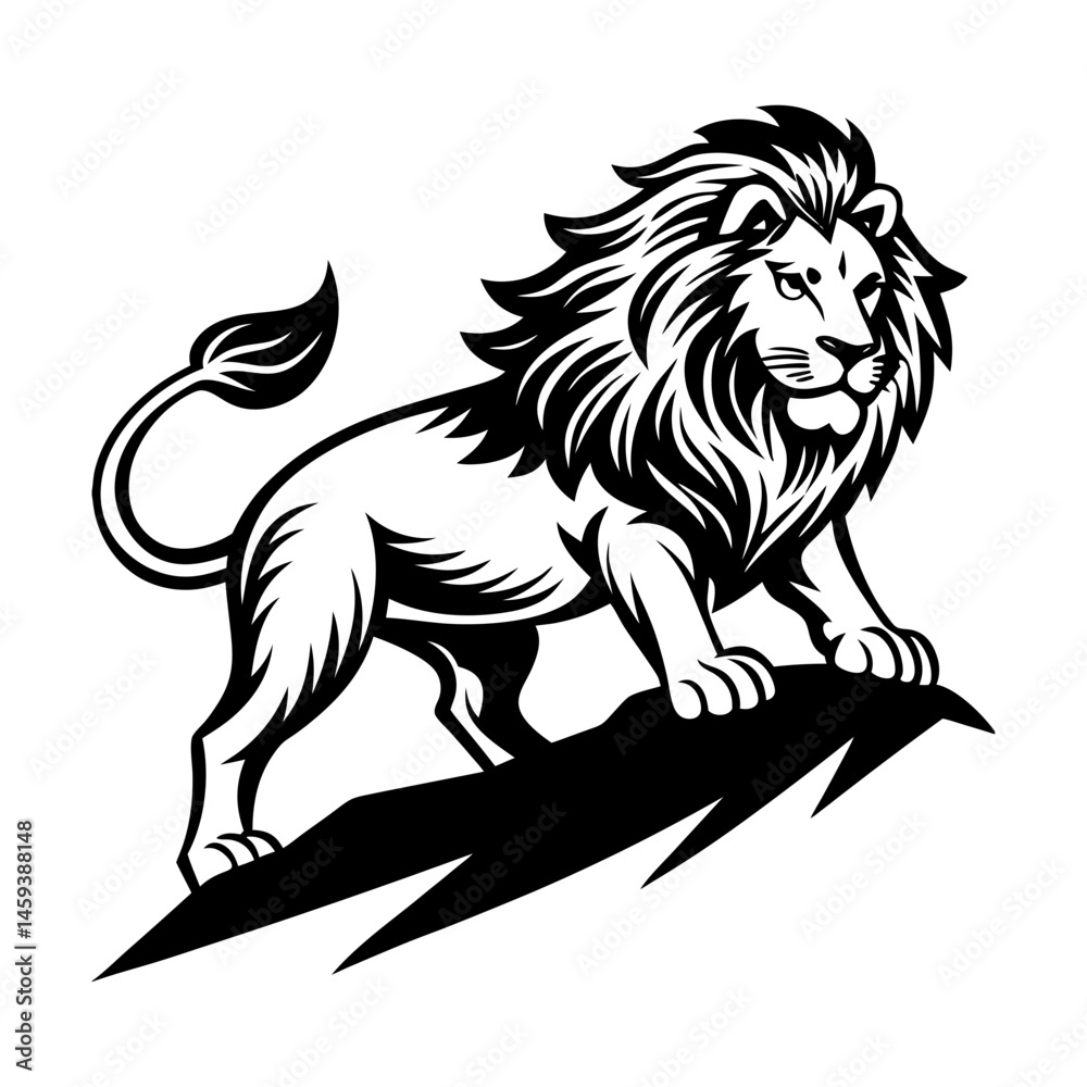 Obraz premium Download Lion Climbing A Hill Vector Art Illustration Eps File For Design.