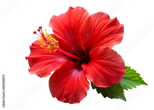 Beautiful red hibiscu isolated on white background