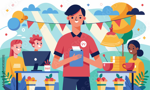 Download A Fundraising Coordinator Planning An Event, Vector Art Illustration Eps File For Design.