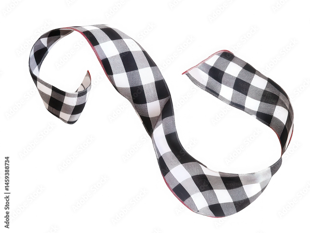 Fototapeta premium Checkered ribbon flowing freely on transparent background