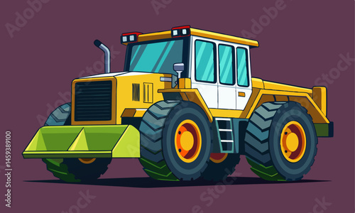 Download Realistic Wheel Tractor Scraper Construction Vehicle Vector Art Illustration Eps File For Design.
