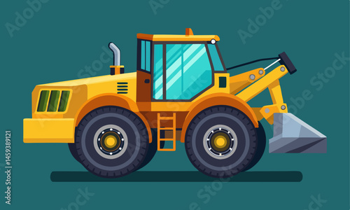 Download Realistic Wheel Tractor Scraper Construction Vehicle Vector Art Illustration Eps File For Design.