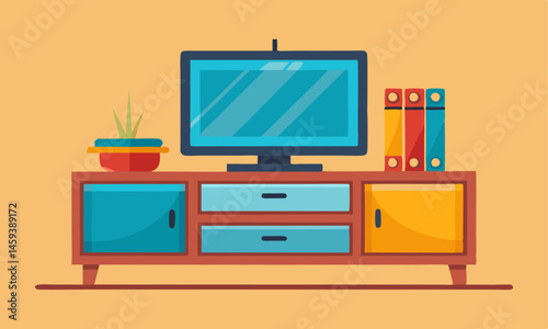 Download A Tv Stand Vector Art Illustration Eps File For Design.