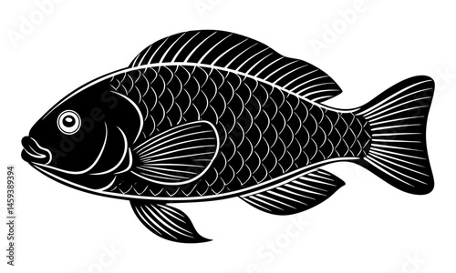 Download Tilapia Fish Silhouette Black Vector Art Illustration Eps File For Design.